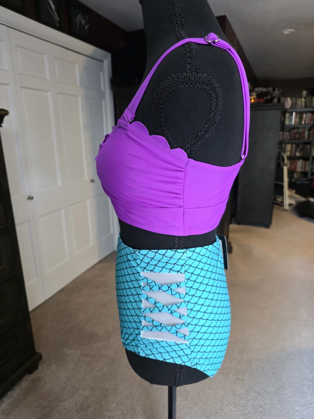 Purple & Turquoise Mermaid Scale High-Waisted Bikini Set Size 2XL NWT